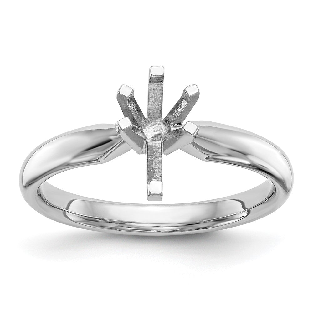 14k White Gold 3/4 carat Medium-Weight Comfort-Fit 6-Prong Tulip-Head Pear Solitaire Ring Mounting
