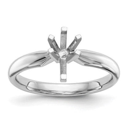 14k White Gold 3/4 carat Medium-Weight Comfort-Fit 6-Prong Tulip-Head Pear Solitaire Ring Mounting