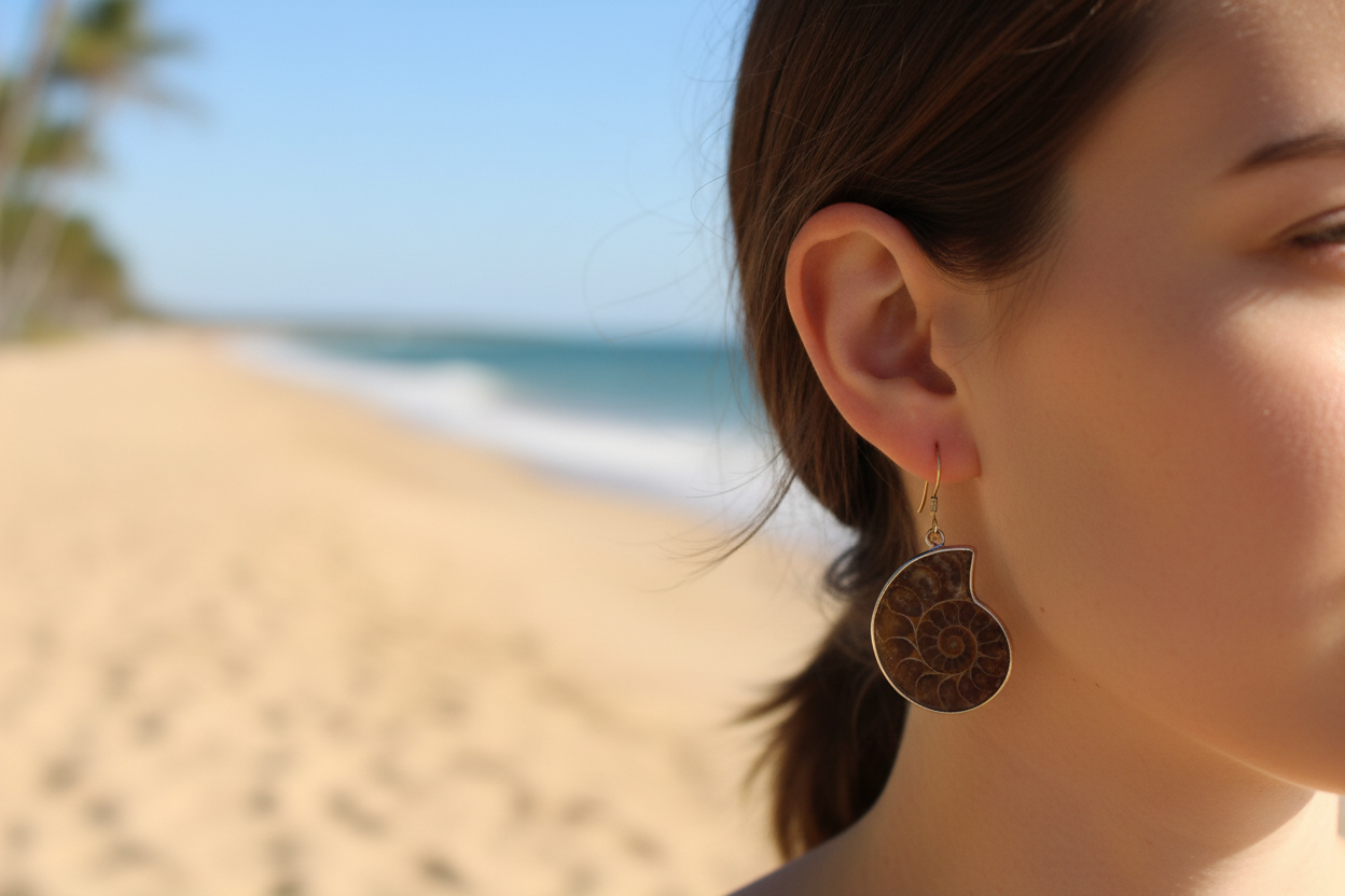 Ammonite Fossil Earrings