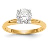 14k Two-Tone 1 carat Lightweight Half-Round 4-Prong Round Solitaire Ring Mounting