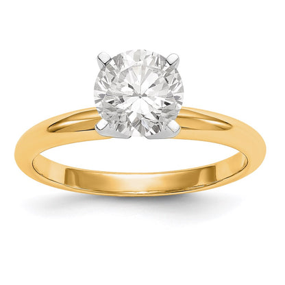14k Two-Tone 1.5 carat Lightweight Half-Round 4-Prong Round Solitaire Ring Mounting