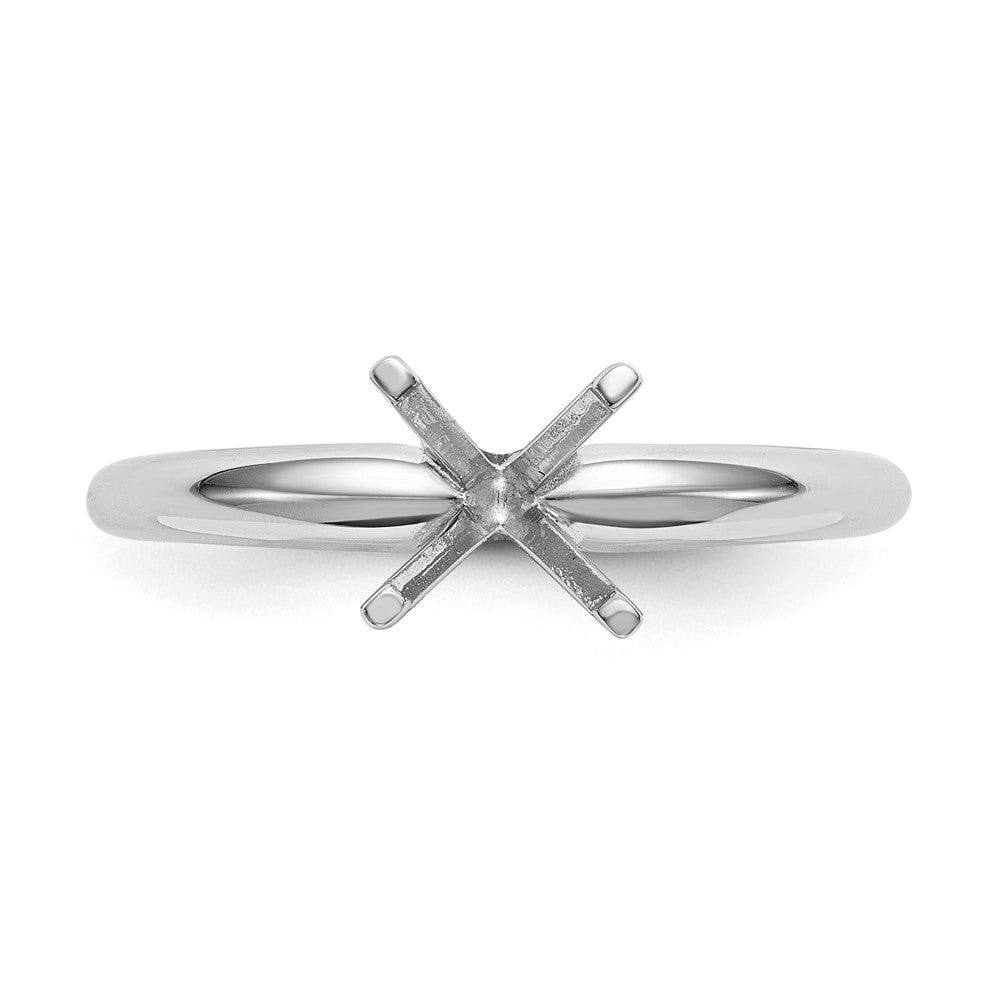 14k White Gold 1 carat Lightweight Half-Round 4-Prong Round Solitaire Ring Mounting
