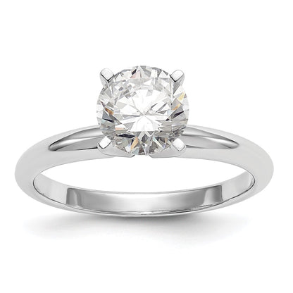 14k White Gold 1 carat Lightweight Half-Round 4-Prong Round Solitaire Ring Mounting
