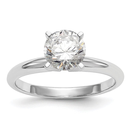 14k White Gold 1 carat Lightweight Half-Round 4-Prong Round Solitaire Ring Mounting