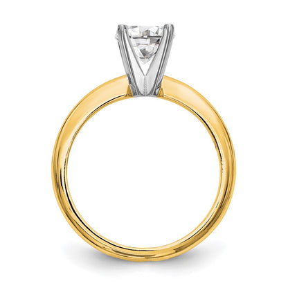 14k Two-Tone 1.25 carat Heavy-Weight Half-Round 4-Prong Round Solitaire Ring Mounting