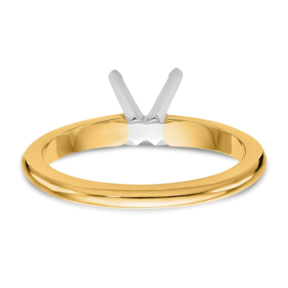 14k Two-Tone 2 carat Heavy-Weight Half-Round 4-Prong Round Solitaire Ring Mounting
