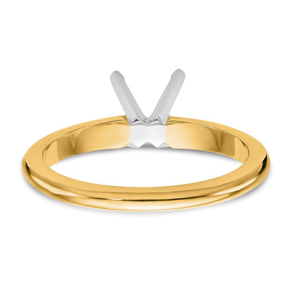 14k Two-Tone 2 carat Heavy-Weight Half-Round 4-Prong Round Solitaire Ring Mounting