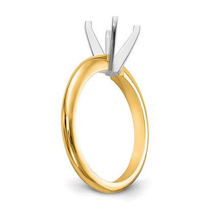 14k Two-Tone 1 carat Heavy-Weight Half-Round 4-Prong Round Solitaire Ring Mounting