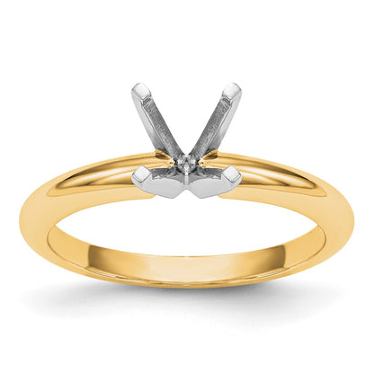 14k Two-Tone 3/4 carat Heavy-Weight Half-Round 4-Prong Round Solitaire Ring Mounting