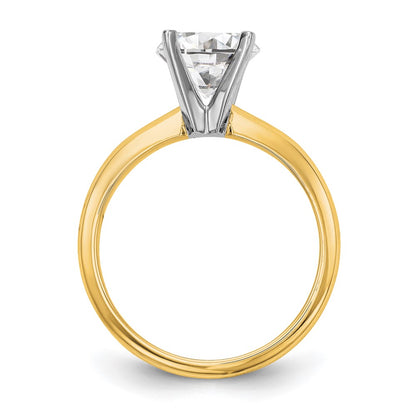 14k Two-Tone 3/4 carat Lightweight Knife Edge/Half-Round 4-Prong Round Solitaire Ring Mounting