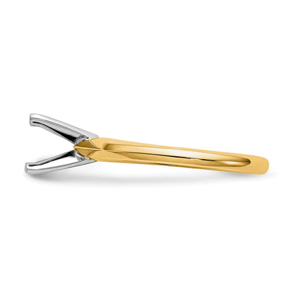14k Two-Tone 3/4 carat Lightweight Knife Edge/Half-Round 4-Prong Round Solitaire Ring Mounting