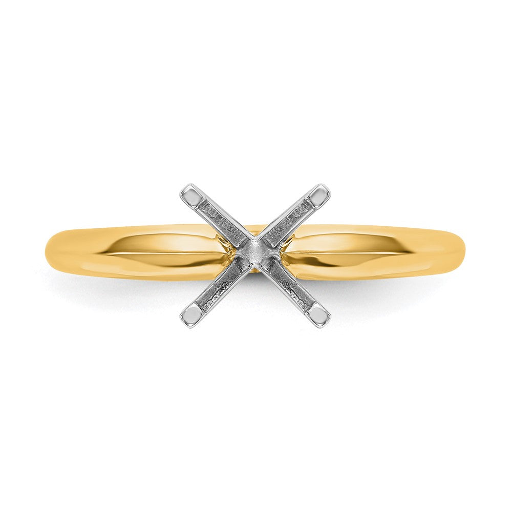 14k Two-Tone 1 carat Lightweight Knife Edge/Half-Round 4-Prong Round Solitaire Ring Mounting