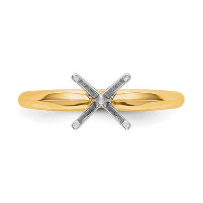 14k Two-Tone 1/2 carat Lightweight Knife Edge/Half-Round 4-Prong Round Solitaire Ring Mounting