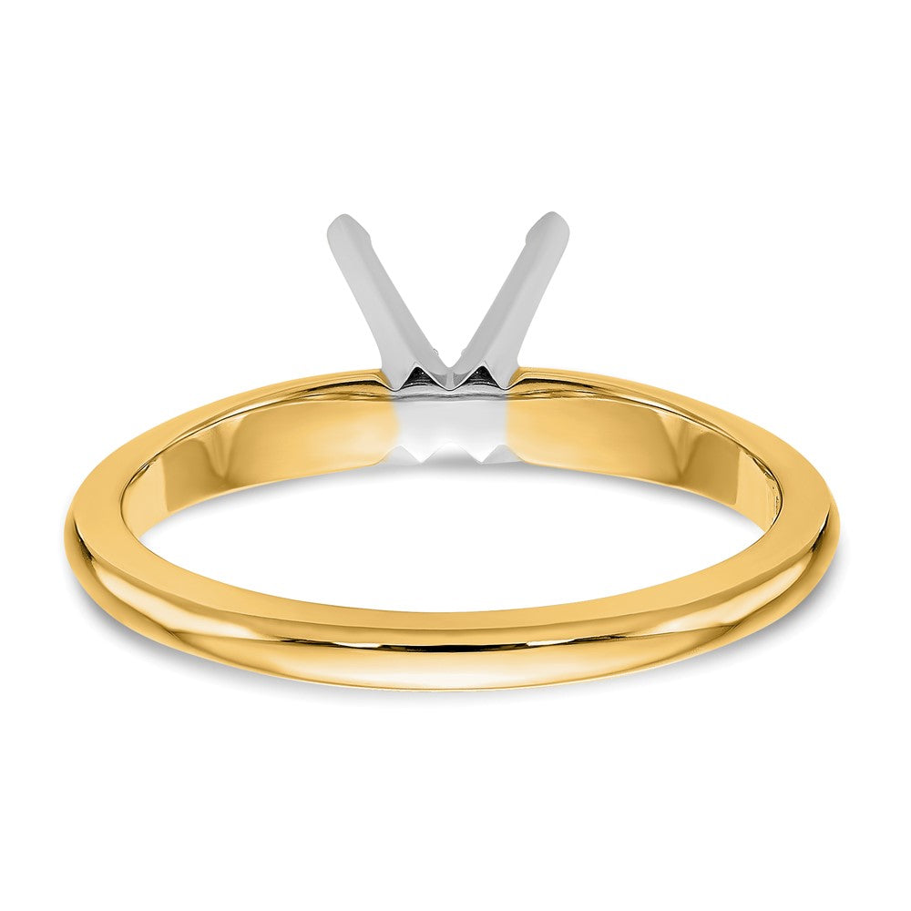 14k Two-Tone 1 carat Lightweight Knife Edge/Half-Round 4-Prong Round Solitaire Ring Mounting
