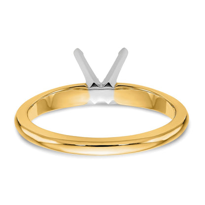 14k Two-Tone 1/2 carat Lightweight Knife Edge/Half-Round 4-Prong Round Solitaire Ring Mounting