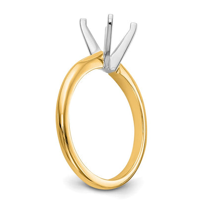 14k Two-Tone 1/2 carat Lightweight Knife Edge/Half-Round 4-Prong Round Solitaire Ring Mounting
