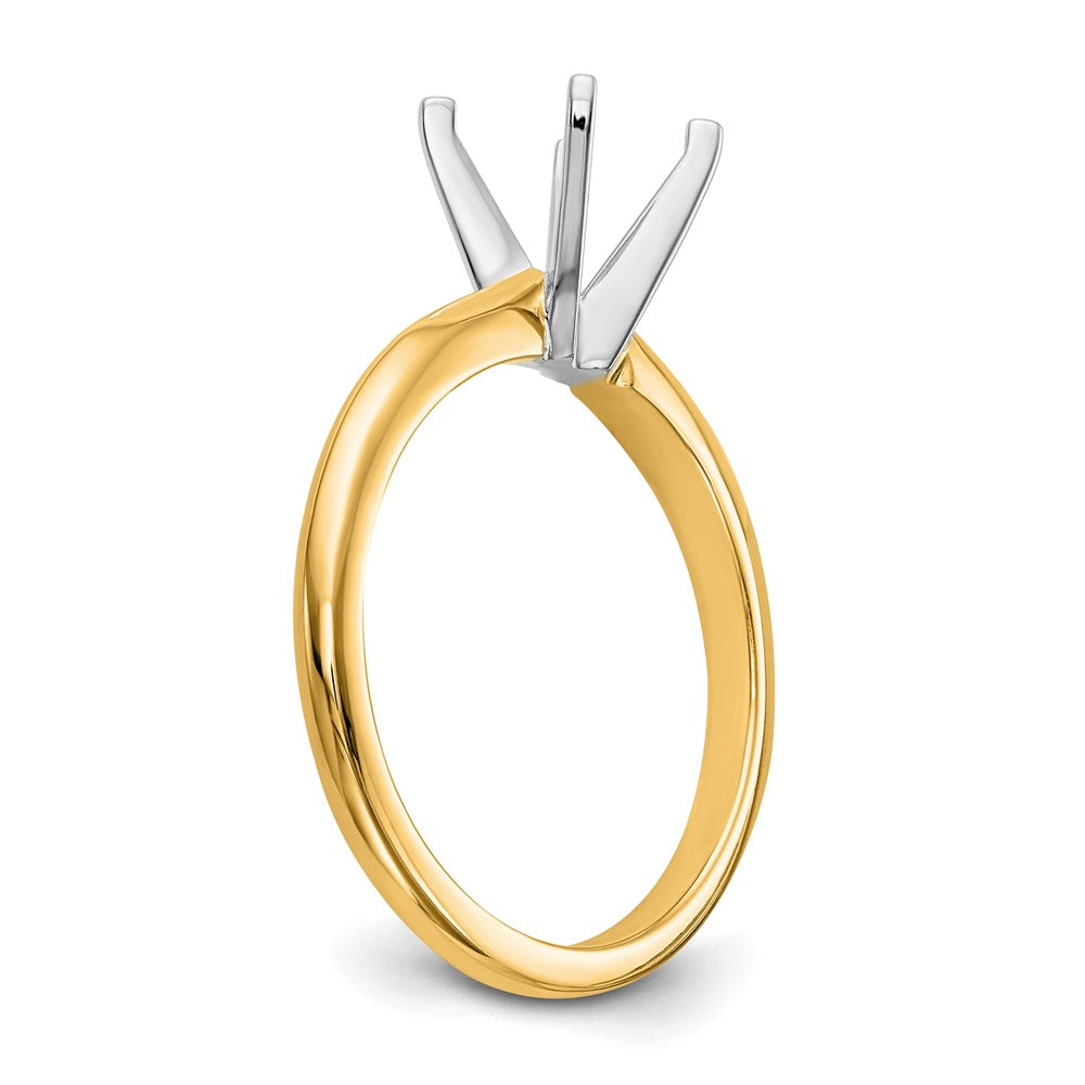 14k Two-Tone 2 carat Lightweight Knife Edge/Half-Round 4-Prong Round Solitaire Ring Mounting