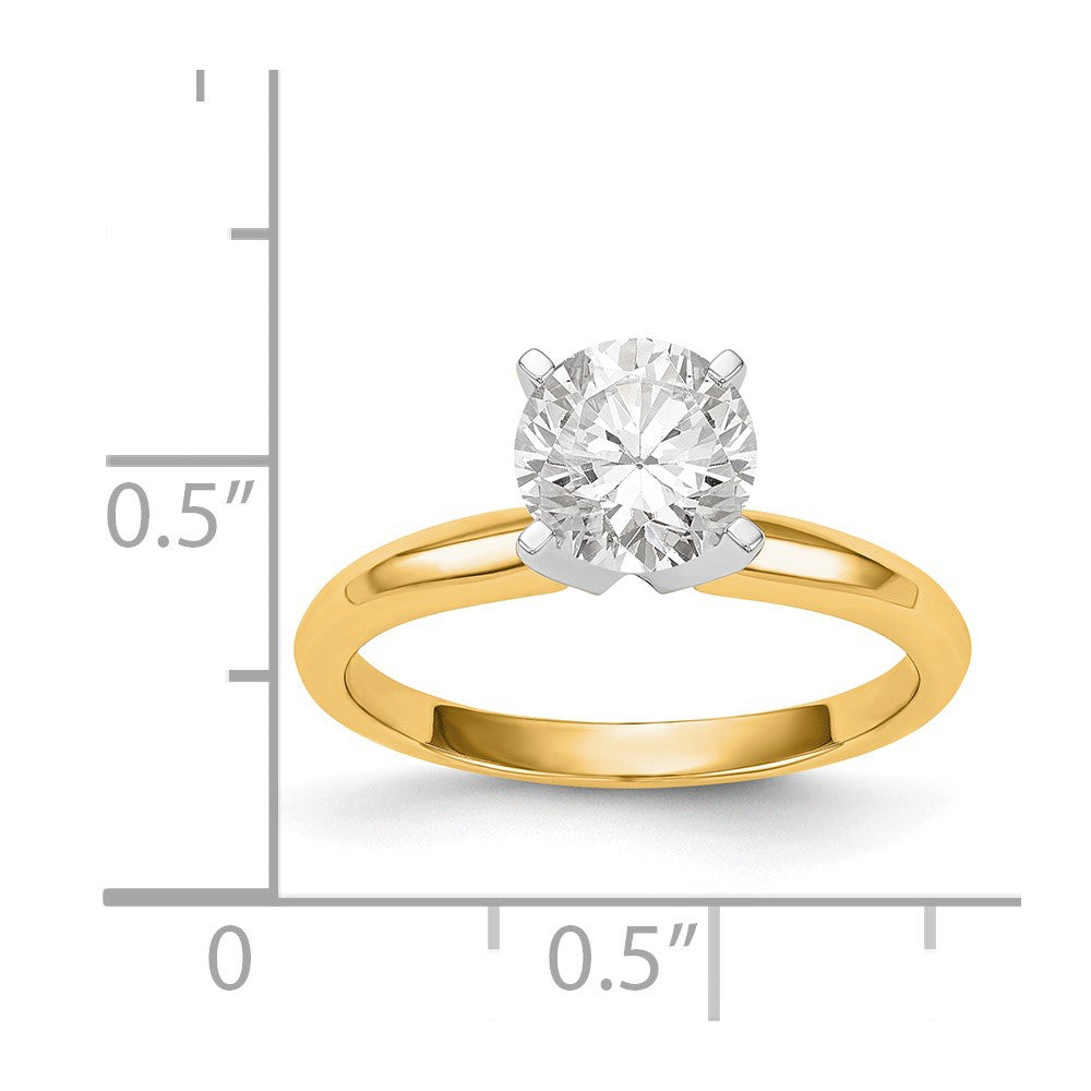 14k Two-Tone 1 carat Lightweight Knife Edge/Half-Round 4-Prong Round Solitaire Ring Mounting