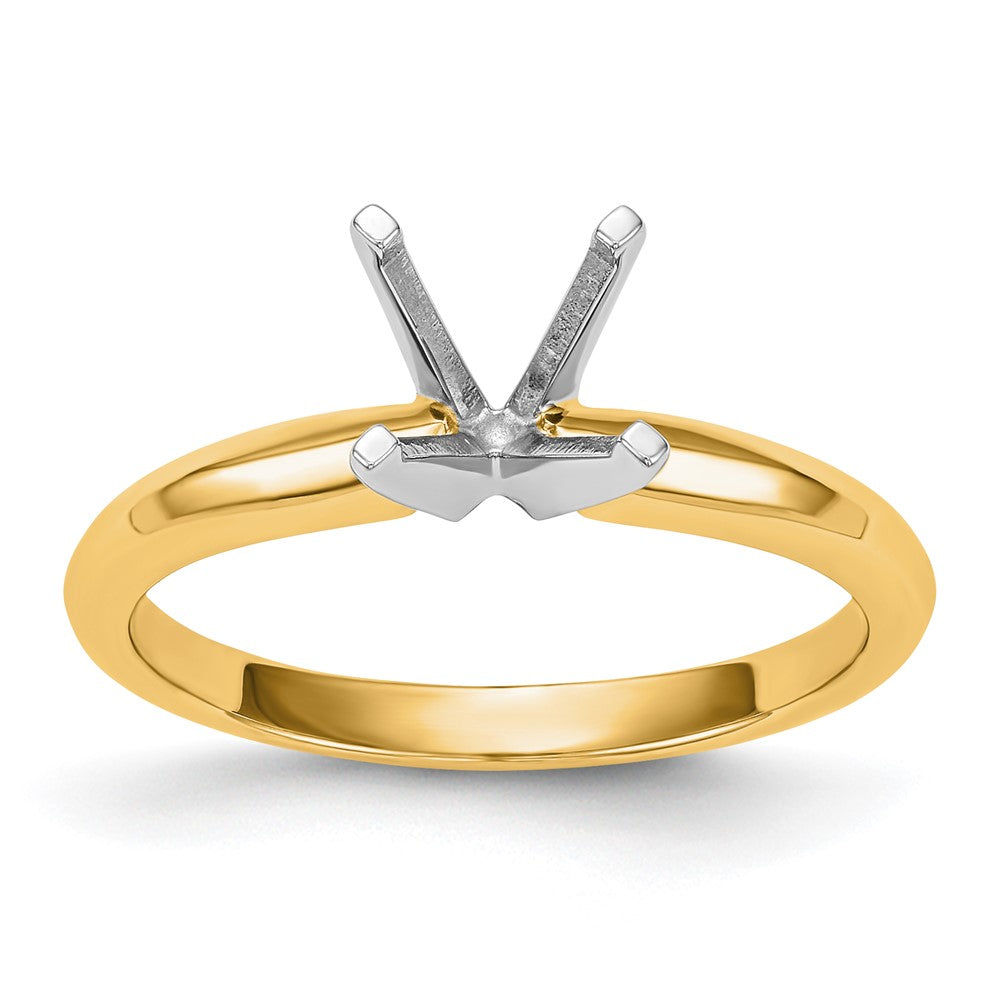 14k Two-Tone 1 carat Lightweight Knife Edge/Half-Round 4-Prong Round Solitaire Ring Mounting