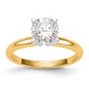 14k Two-Tone 3/4 carat Lightweight Knife Edge/Half-Round 4-Prong Round Solitaire Ring Mounting
