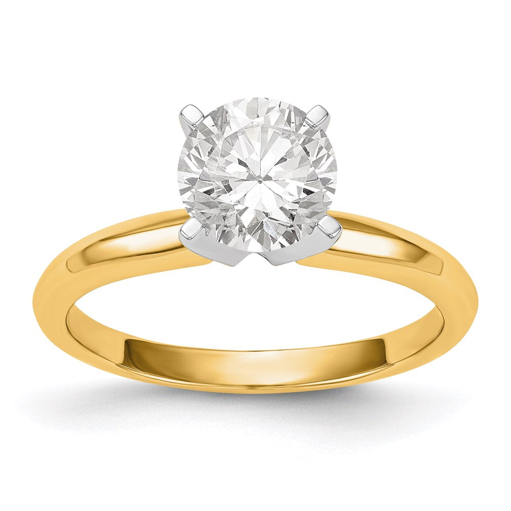 14k Two-Tone 2 carat Lightweight Knife Edge/Half-Round 4-Prong Round Solitaire Ring Mounting