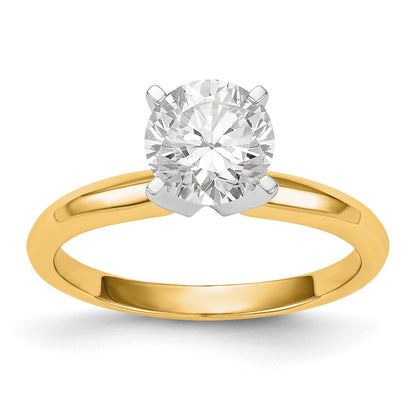 14k Two-Tone 2 carat Lightweight Knife Edge/Half-Round 4-Prong Round Solitaire Ring Mounting