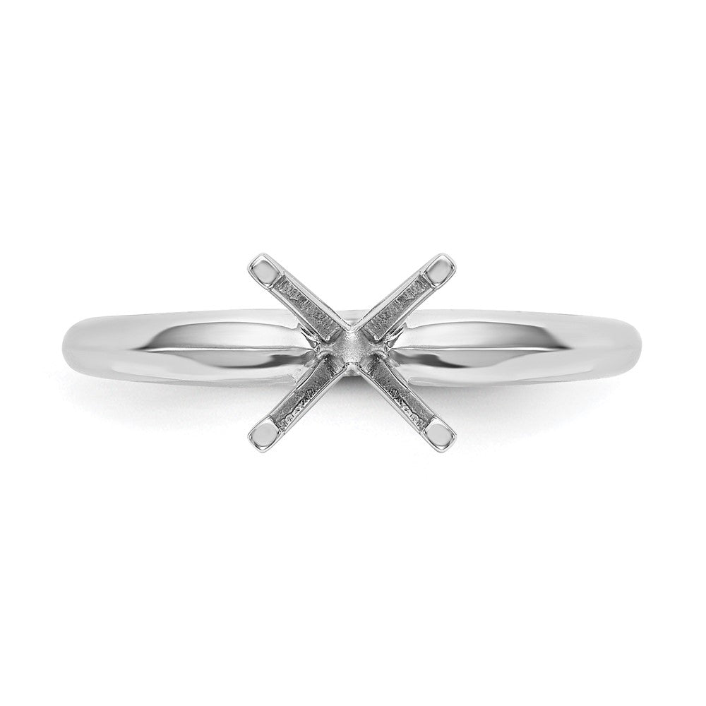 14k White Gold 1 carat Lightweight Knife Edge/Half-Round 4-Prong Round Solitaire Ring Mounting