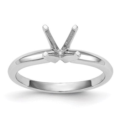 14k White Gold 2 carat Lightweight Knife Edge/Half-Round 4-Prong Round Solitaire Ring Mounting