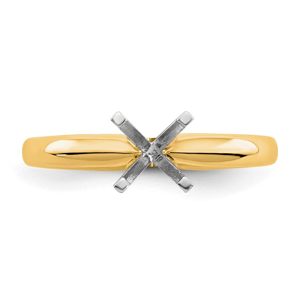 14kTwo-Tone 1.5 carat Medium-Weight Knife Edge/Half-Round 4-Prong Round Solitaire Ring Mounting