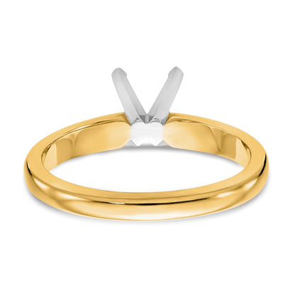 14kTwo-Tone 1.5 carat Medium-Weight Knife Edge/Half-Round 4-Prong Round Solitaire Ring Mounting