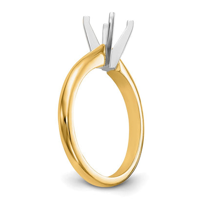 14kTwo-Tone 1.5 carat Medium-Weight Knife Edge/Half-Round 4-Prong Round Solitaire Ring Mounting