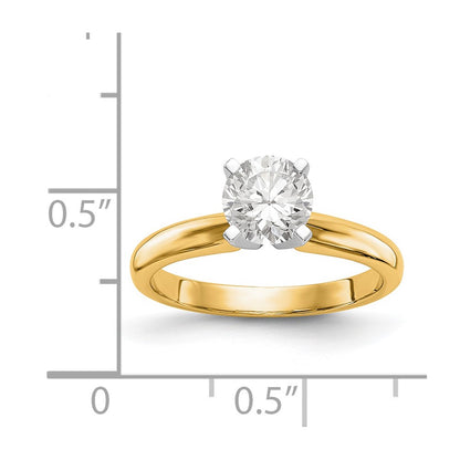 14kTwo-Tone 1.5 carat Medium-Weight Knife Edge/Half-Round 4-Prong Round Solitaire Ring Mounting