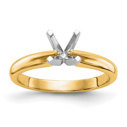 14kTwo-Tone 1.5 carat Medium-Weight Knife Edge/Half-Round 4-Prong Round Solitaire Ring Mounting