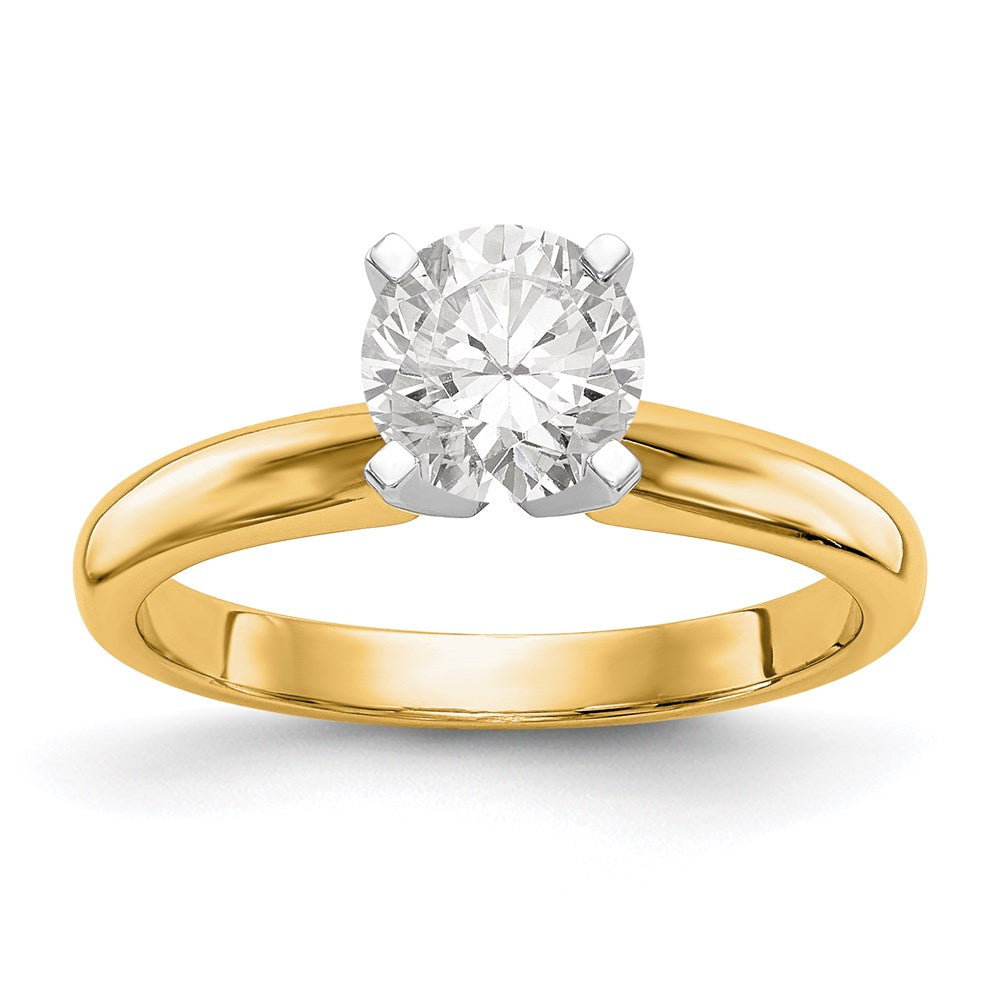 14kTwo-Tone 1.5 carat Medium-Weight Knife Edge/Half-Round 4-Prong Round Solitaire Ring Mounting