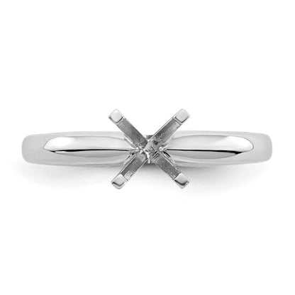 14k White Gold 3/4 carat Medium-Weight Knife Edge/Half-Round 4-Prong Round Solitaire Ring Mounting