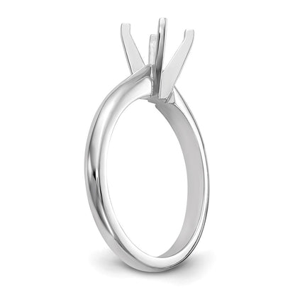14k White Gold 3/4 carat Medium-Weight Knife Edge/Half-Round 4-Prong Round Solitaire Ring Mounting