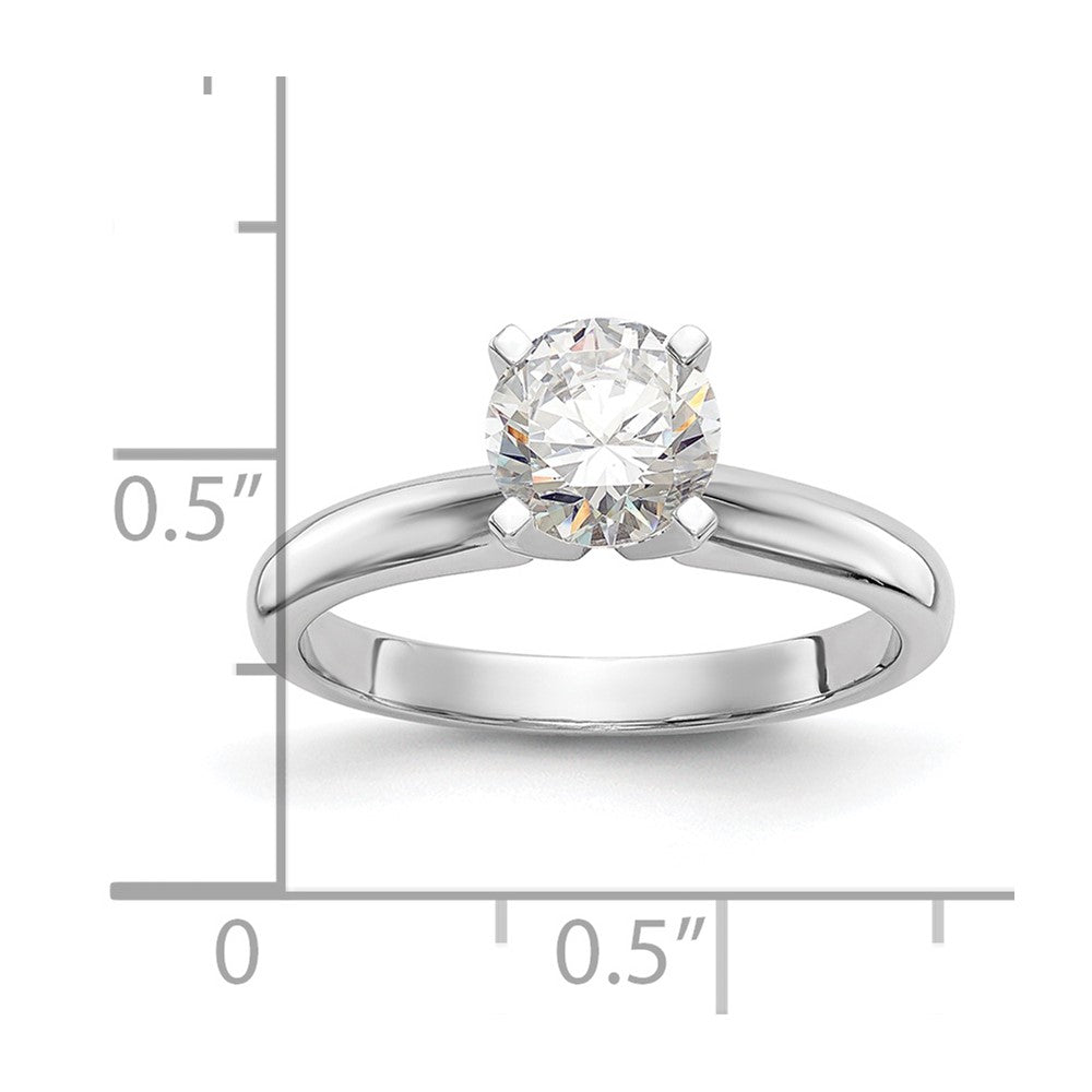 14k White Gold 3/4 carat Medium-Weight Knife Edge/Half-Round 4-Prong Round Solitaire Ring Mounting