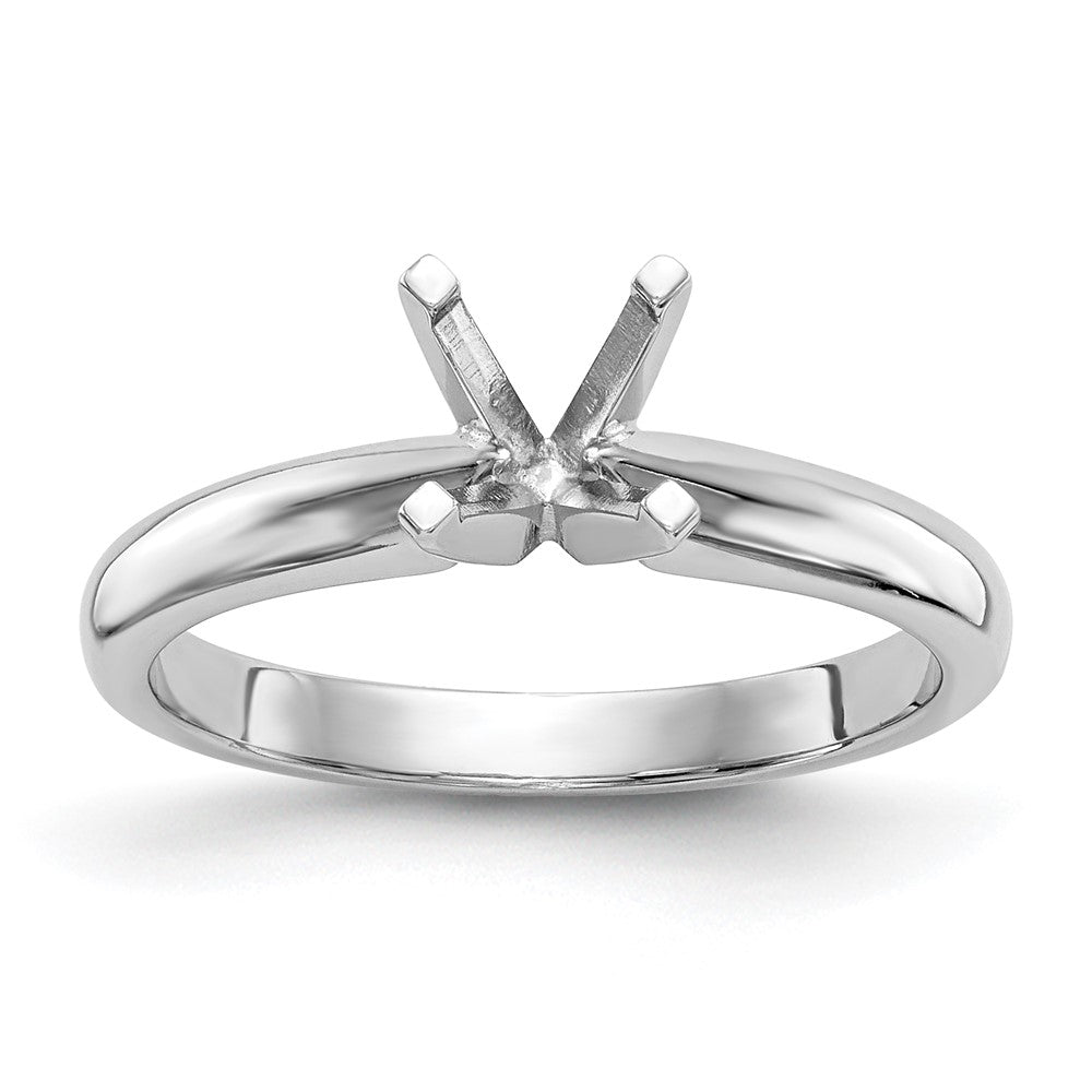 14k White Gold 3/4 carat Medium-Weight Knife Edge/Half-Round 4-Prong Round Solitaire Ring Mounting