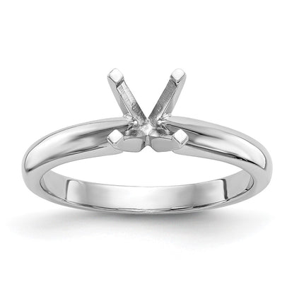14k White Gold 3/4 carat Medium-Weight Knife Edge/Half-Round 4-Prong Round Solitaire Ring Mounting