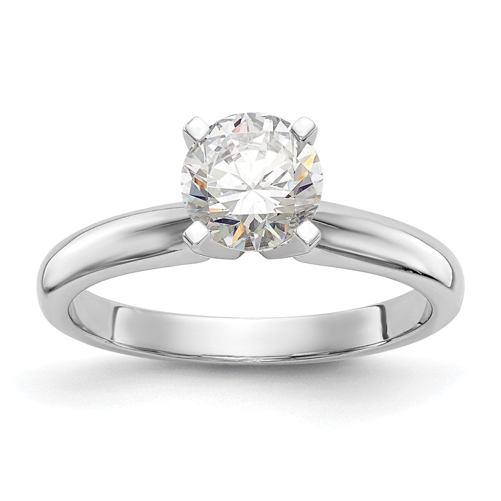 14k White Gold 1.25 carat Medium-Weight Knife Edge/Half-Round 4-Prong Round Solitaire Ring Mounting