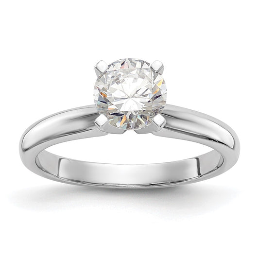 14k White Gold 1.25 carat Medium-Weight Knife Edge/Half-Round 4-Prong Round Solitaire Ring Mounting