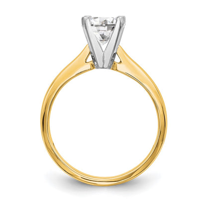 14k Two-Tone 1.25 carat Medium-Weight High Shoulder Airline Half-Round 4-Prong Round Solitaire Ring Mounting