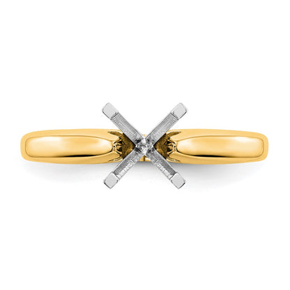 14k Two-Tone 1/3 carat Medium-Weight High Shoulder Airline Half-Round 4-Prong Round Solitaire Ring Mounting