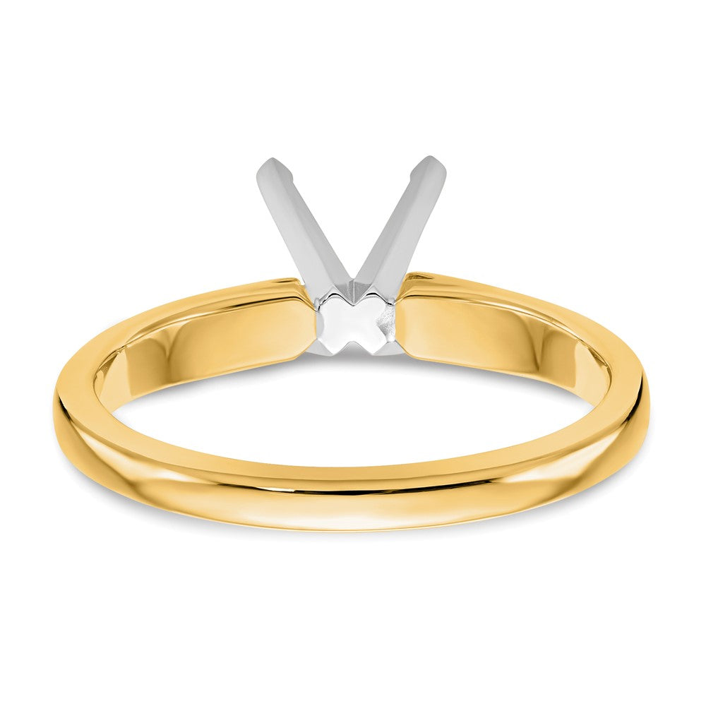 14k Two-Tone 1.25 carat Medium-Weight High Shoulder Airline Half-Round 4-Prong Round Solitaire Ring Mounting