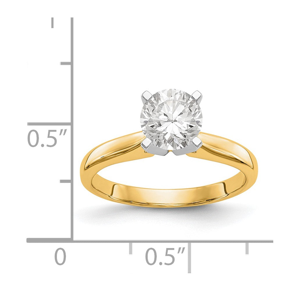 14k Two-Tone 1 carat Medium-Weight High Shoulder Airline Half-Round 4-Prong Round Solitaire Ring Mounting