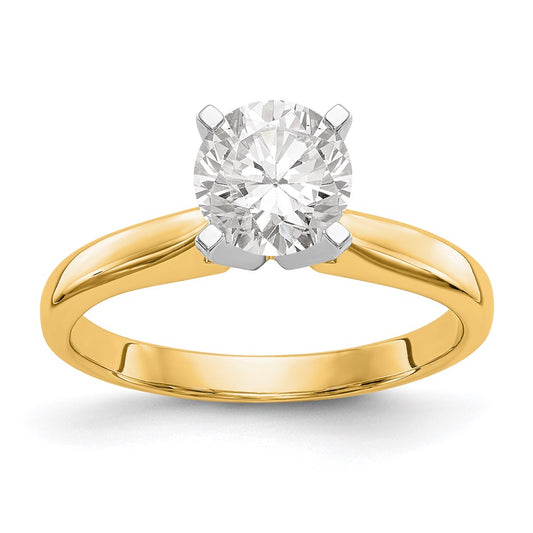 14k Two-Tone 1.25 carat Medium-Weight High Shoulder Airline Half-Round 4-Prong Round Solitaire Ring Mounting