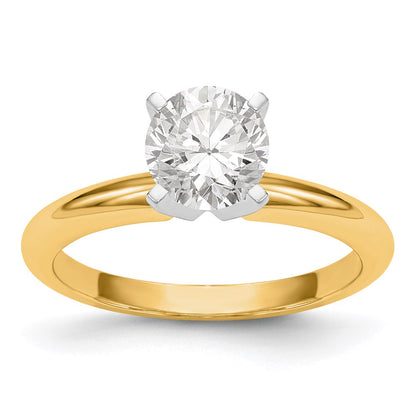 14k Two-Tone 2 carat Heavy-Weight Half-Round 4-Prong Round Solitaire Ring Mounting
