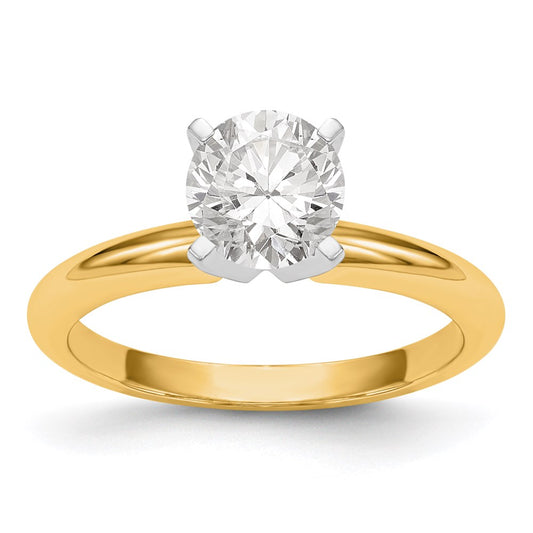 14k Two-Tone 2 carat Heavy-Weight Half-Round 4-Prong Round Solitaire Ring Mounting