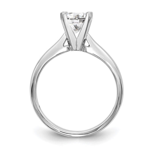 14k White Gold 1/2 carat Medium-Weight High Shoulder Airline Half-Round 4-Prong Round Solitaire Ring Mounting