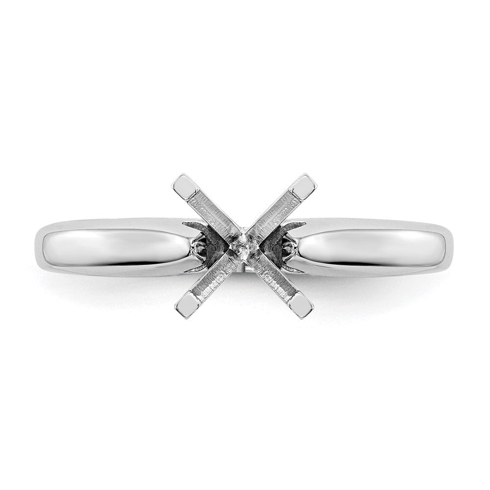 14k White Gold 5/8 carat Medium-Weight High Shoulder Airline Half-Round 4-Prong Round Solitaire Ring Mounting